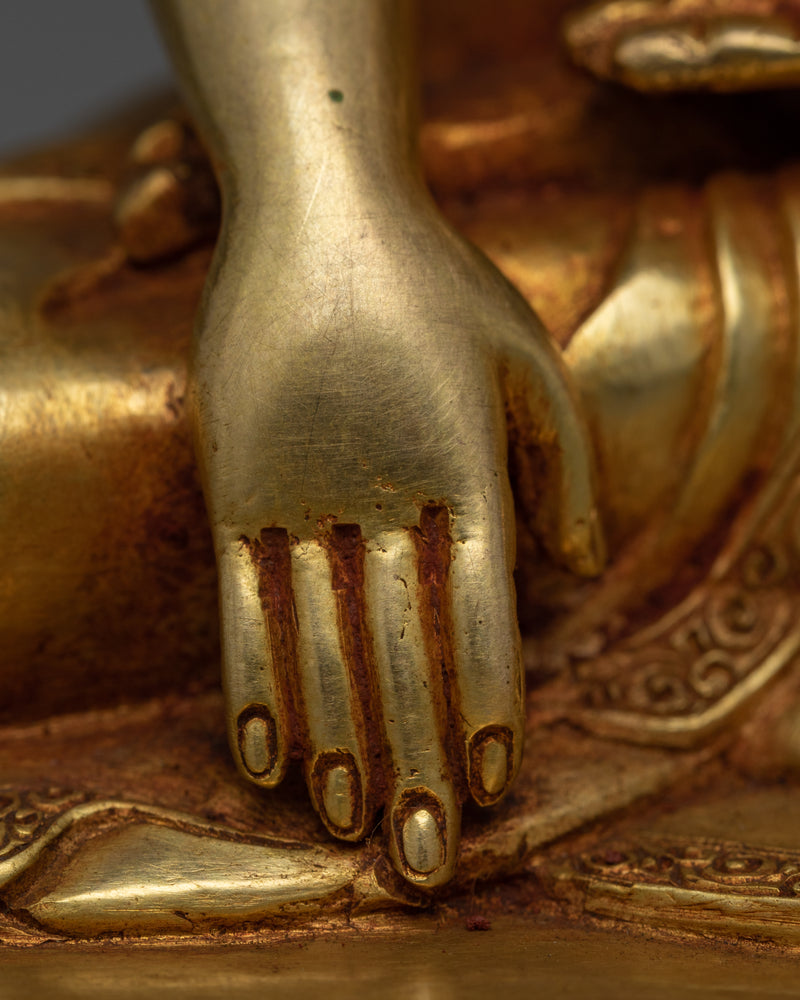 Shakyamuni Buddha Gold Idol | Small Handmade Nepalese Figurine