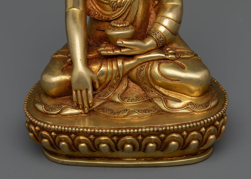 Shakyamuni Buddha Gold Idol | Small Handmade Nepalese Figurine