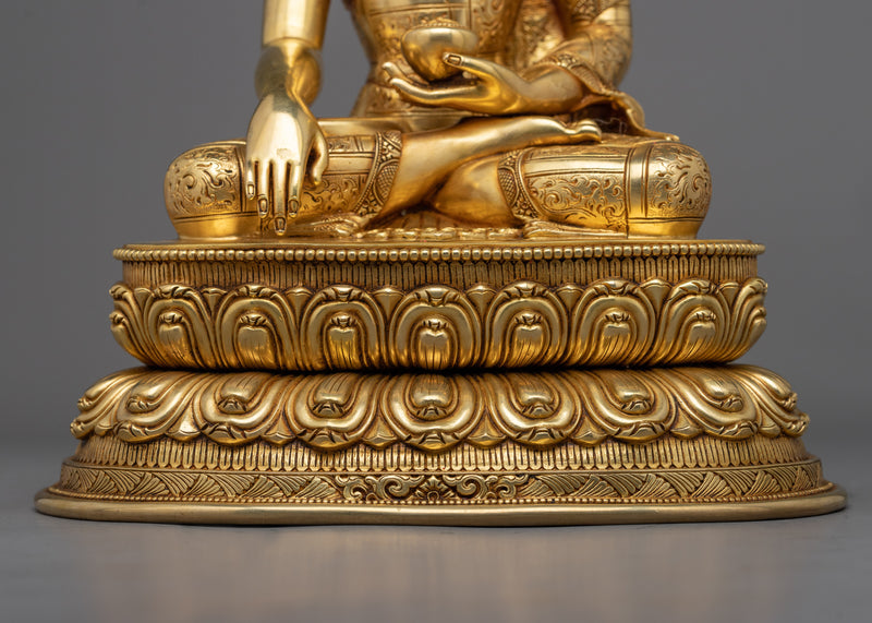 Buddha Mantra Statue | Exquisite Gold Gilded Mastery