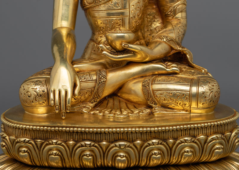 Buddha Mantra Statue | Exquisite Gold Gilded Mastery