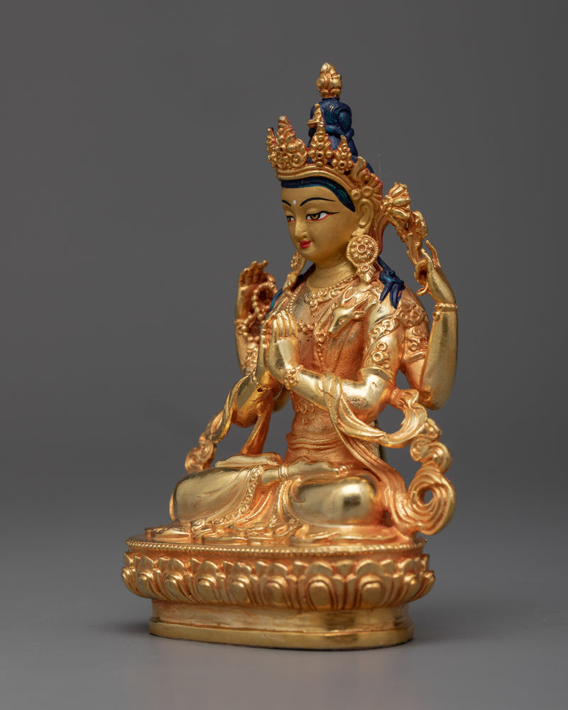 Miniature Chenrezig Statue | Embodiment of Compassion