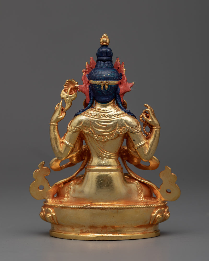 Miniature Chenrezig Statue | Embodiment of Compassion