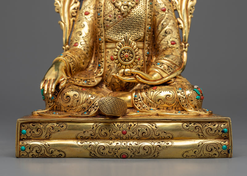 Guru Rinpoche with Trisong Detsen & Santaraksita Statue | The Founding Pillars of Tibetan Buddhism