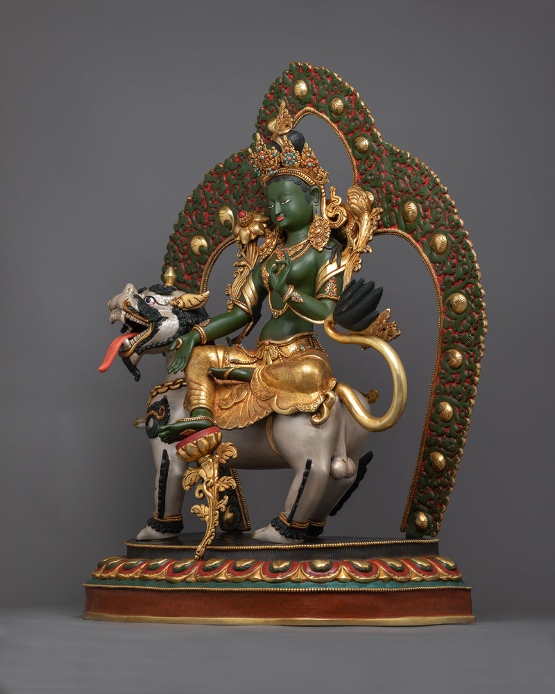 Green Tara Female Buddha Rupa | Tibetan: Sgrol-ljang Statue