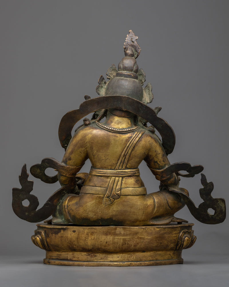 Yellow Dzambhala Mantra Sculpture | Himalayan Antique Looking Artifact