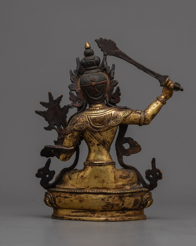 Mantra of Manjushri Statue | A Golden Symphony of Divine Wisdom