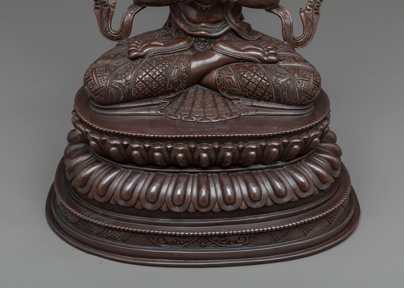 Experience the Compassionate Embrace of the 4-Arm Chenrezig Practice Statue | Your Pathway to Inner Peace