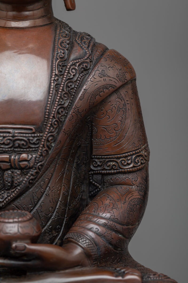 Buddha-Enlightenment-Statue | Copper Body 12.9" Sculpture