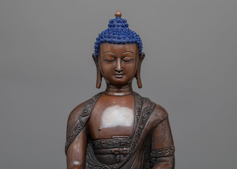 Buddha-Enlightenment-Statue | Copper Body 12.9" Sculpture