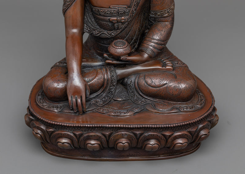 Buddha-Enlightenment-Statue | Copper Body 12.9" Sculpture