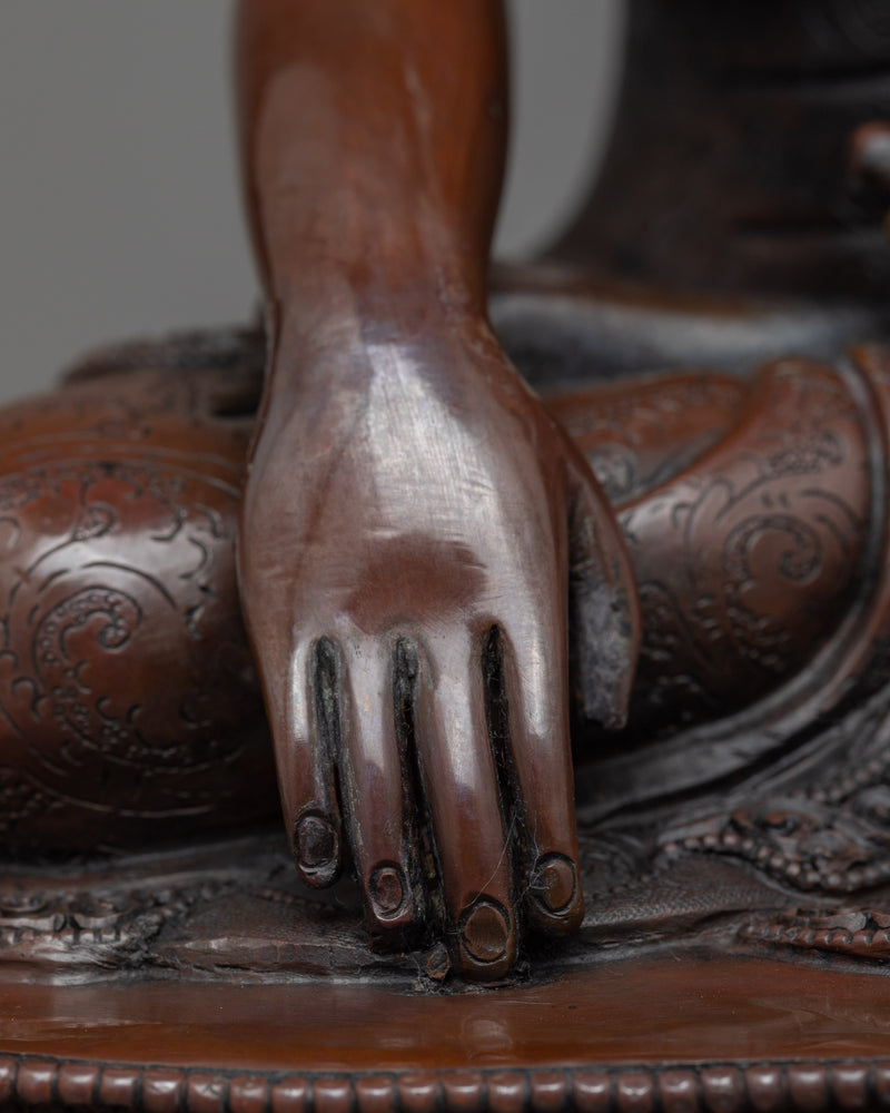 Buddha-Enlightenment-Statue | Copper Body 12.9" Sculpture