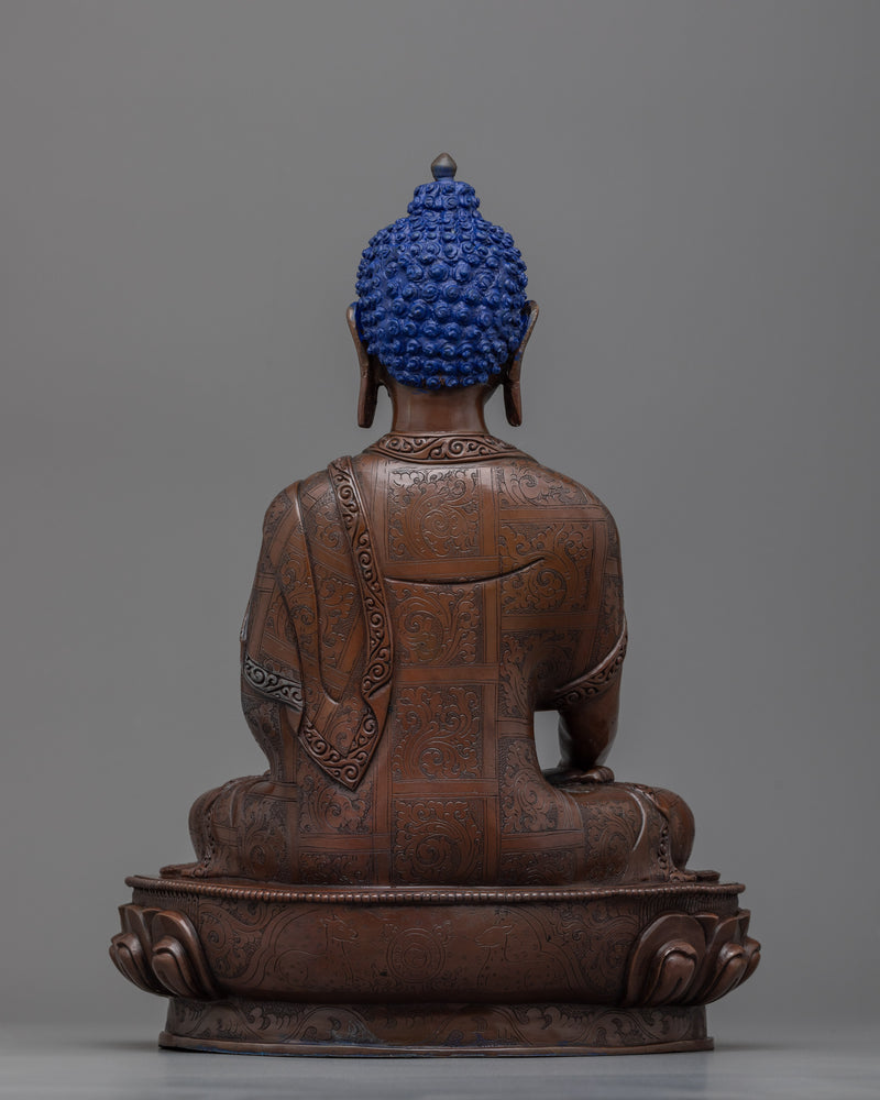 Sakyamuni Statue | Handmade 12.9" Gautama Buddha in Copper Body