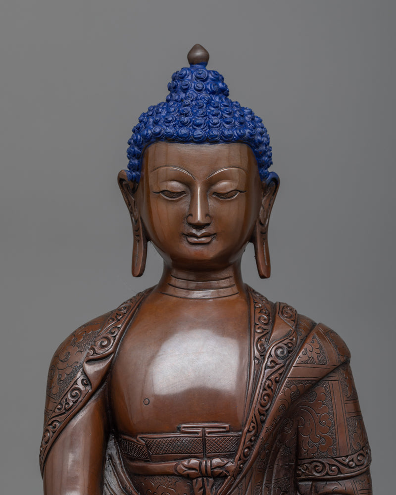 Sakyamuni Statue | Handmade 12.9" Gautama Buddha in Copper Body