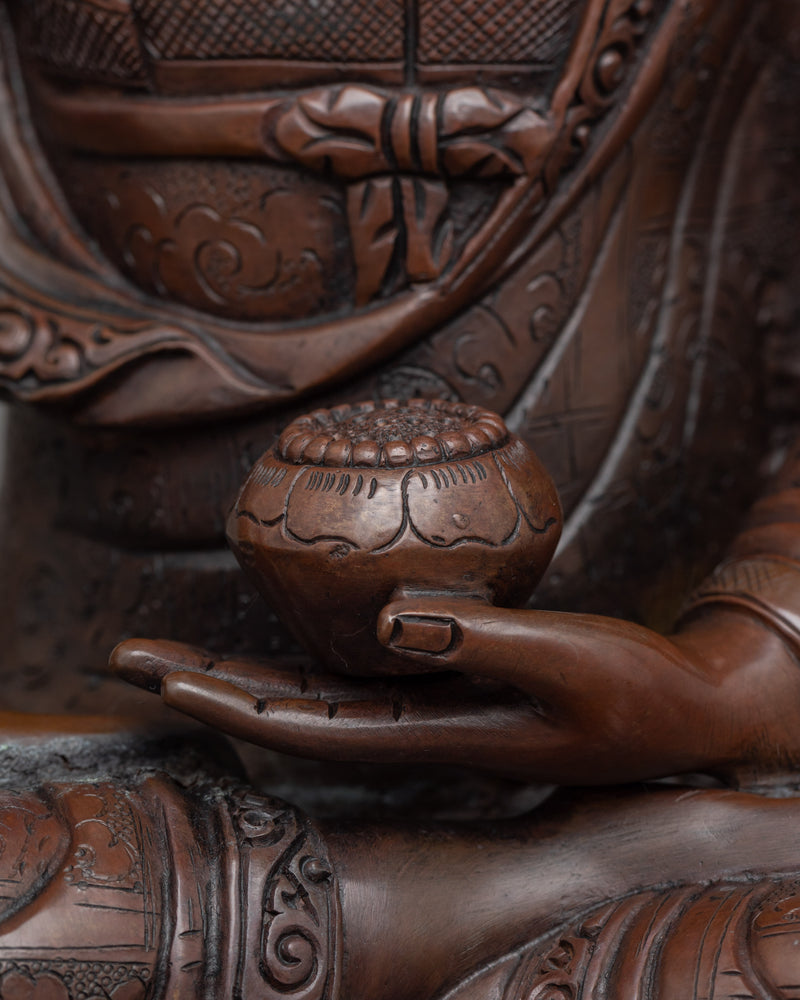 Sakyamuni Statue | Handmade 12.9" Gautama Buddha in Copper Body