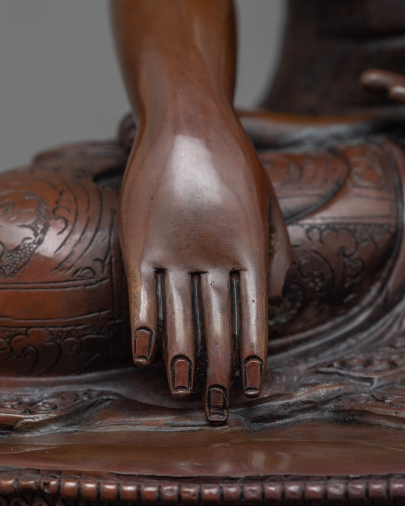 Sakyamuni Statue | Handmade 12.9" Gautama Buddha in Copper Body