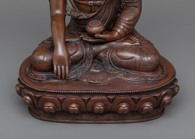 Sakyamuni Statue | Handmade 12.9" Gautama Buddha in Copper Body