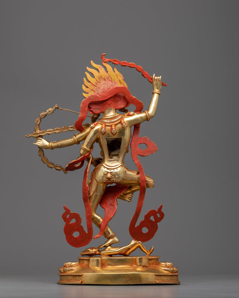 Kurukulla Semi-Wrathful Dakini Statue | 24k Gold Gilded Sculpture