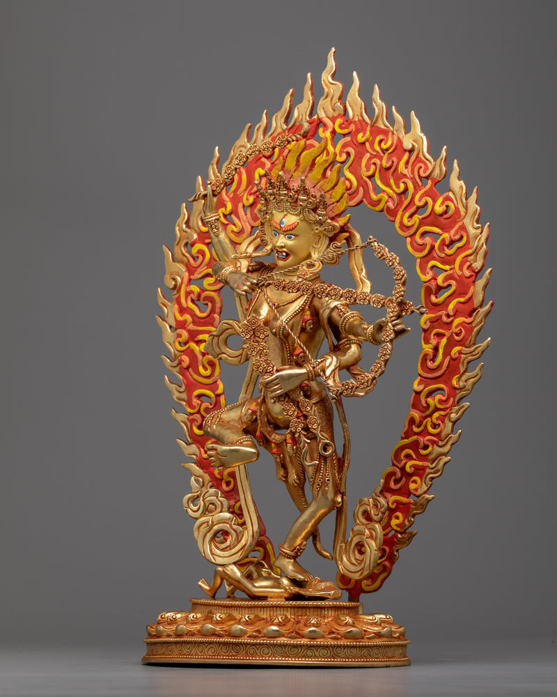 Kurukulla Semi-Wrathful Dakini Statue | 24k Gold Gilded Sculpture