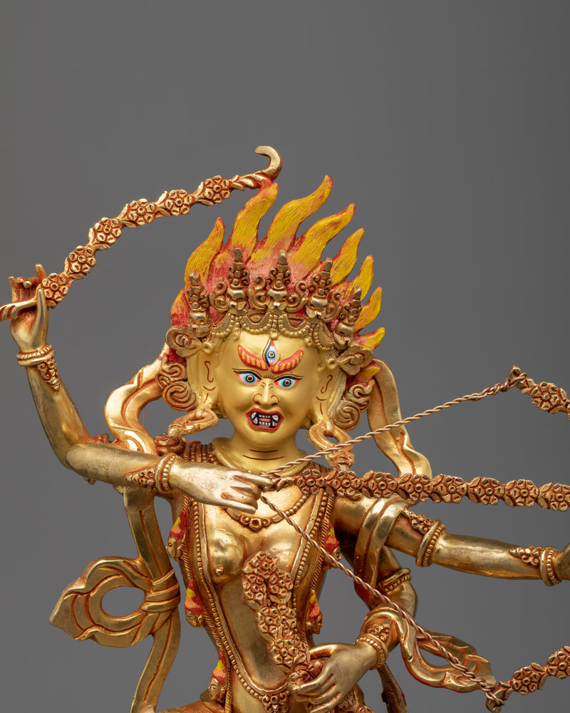 Kurukulla Semi-Wrathful Dakini Statue | 24k Gold Gilded Sculpture