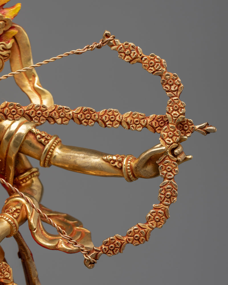 Kurukulla Semi-Wrathful Dakini Statue | 24k Gold Gilded Sculpture