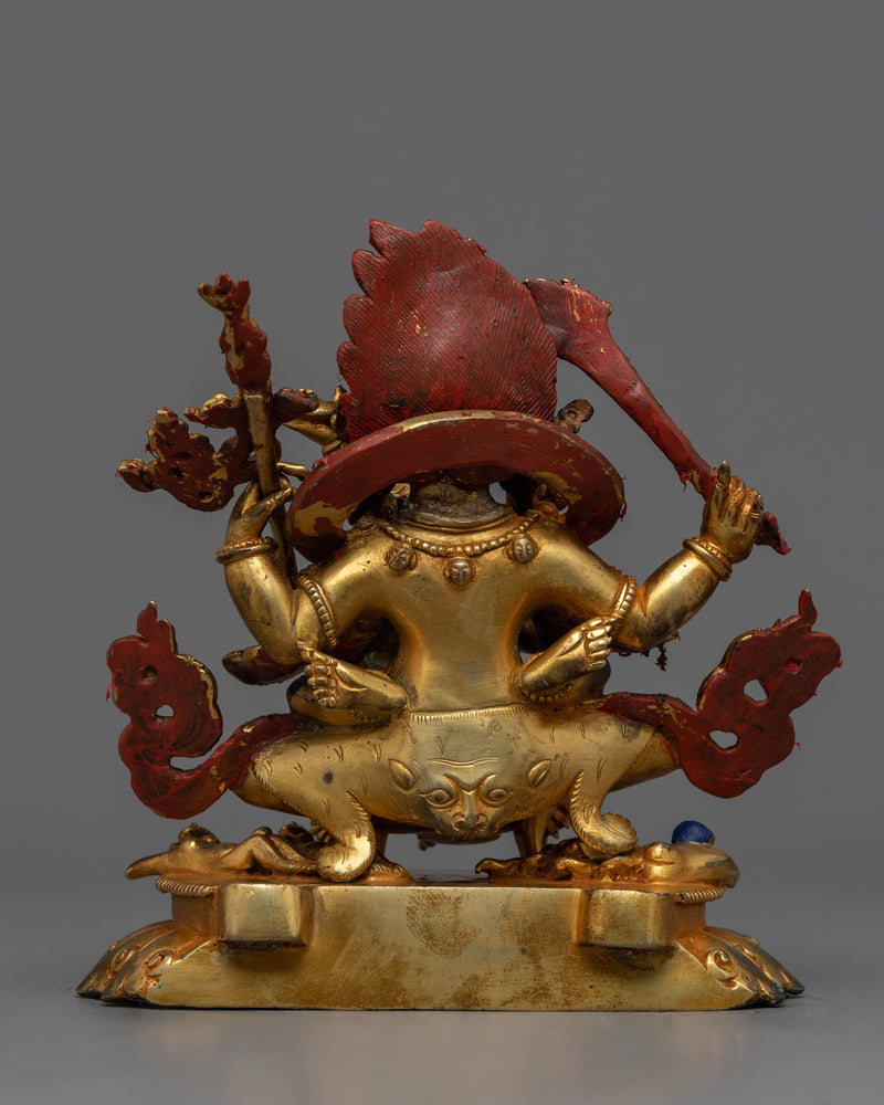 Antique Finish Four Armed Mahakala Statue | Buddhist Protector