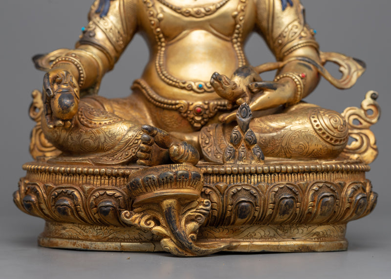 Dzambhala Wealth Deity | Antique Finish Statue Handmade in Nepal