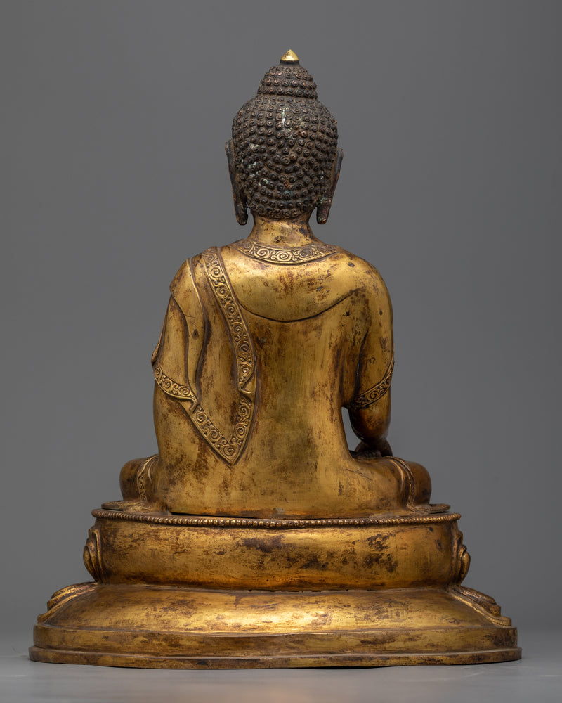 13.7" Antique Shakyamuni Buddha Statue | Handmade in Nepal