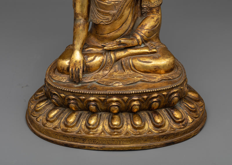 13.7" Antique Shakyamuni Buddha Statue | Handmade in Nepal