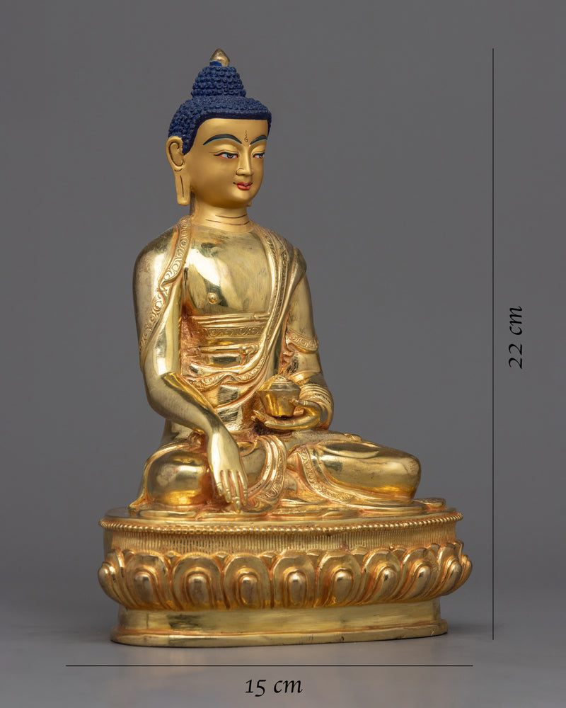 8.6" Shakyamuni Buddha Statue | 24k Gold Gilded Artwork