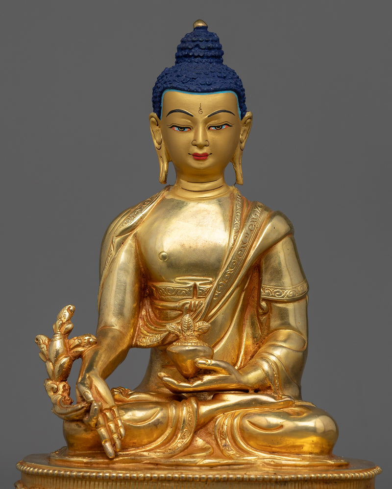 Bhaisajyaguru Rupa | 24k Gold Gilded Statue of Medicine Buddha