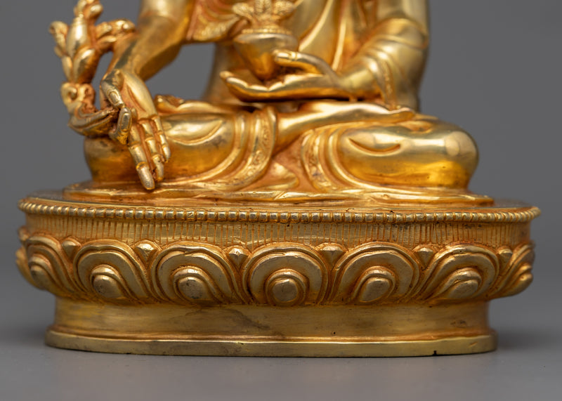 Bhaisajyaguru Rupa | 24k Gold Gilded Statue of Medicine Buddha