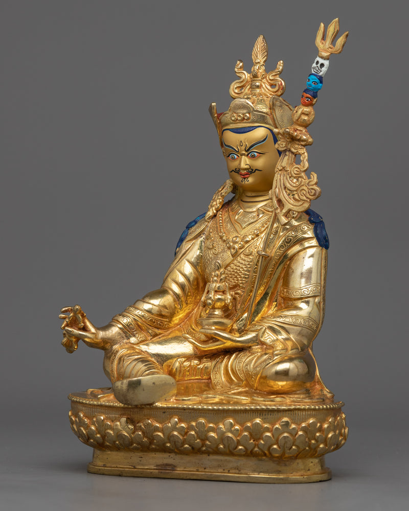 Padmasambhava Guru Rinpoche Rupa | 24k Gold Gilded 9 Inch Statue