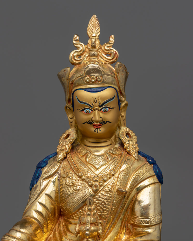 Padmasambhava Guru Rinpoche Rupa | 24k Gold Gilded 9 Inch Statue