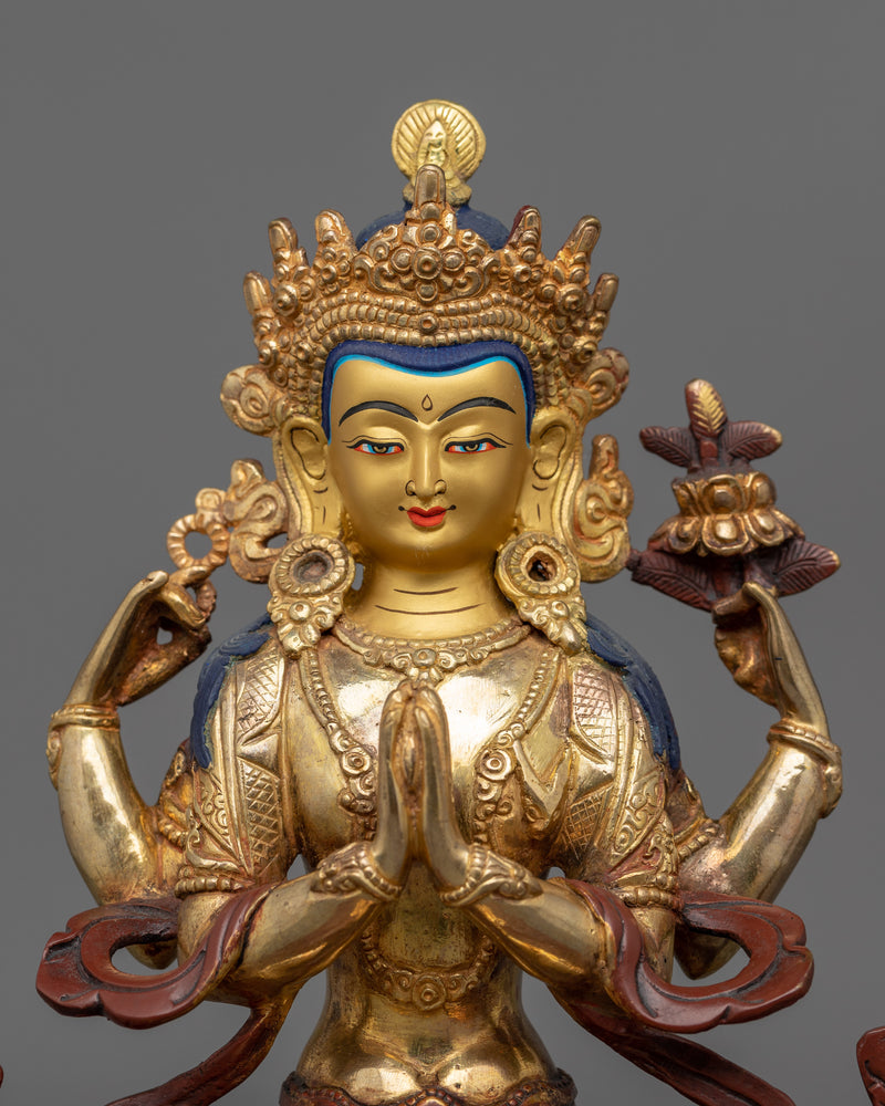 Chenrezig Buddha Sculpture | Hand-crafted in Traditional Nepali Art