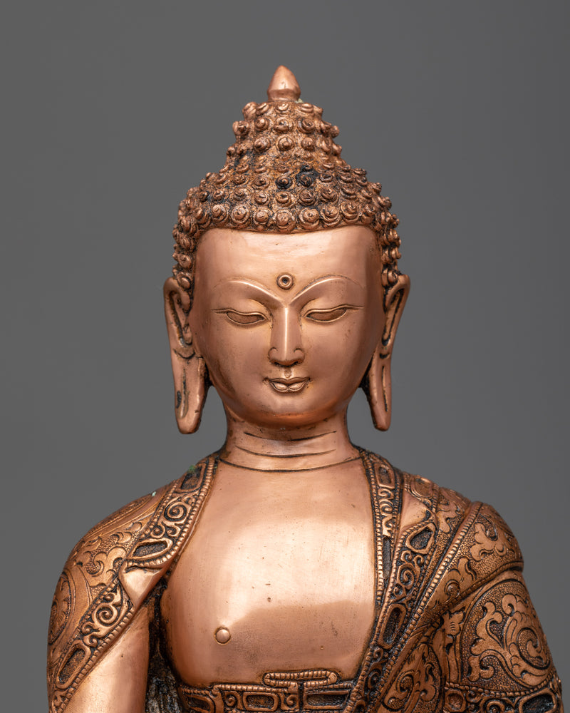 Shakyamuni Buddha Copper Statue | Antique Finished Hand-crafted Artwork