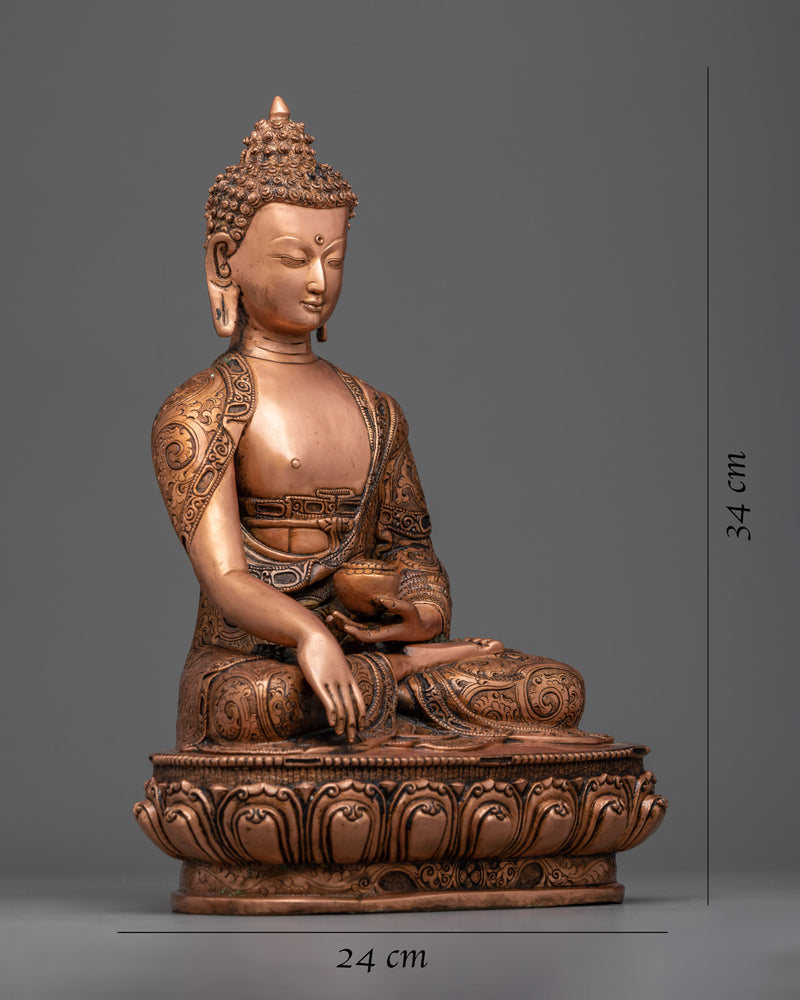 Shakyamuni Buddha Copper Statue | Antique Finished Hand-crafted Artwork