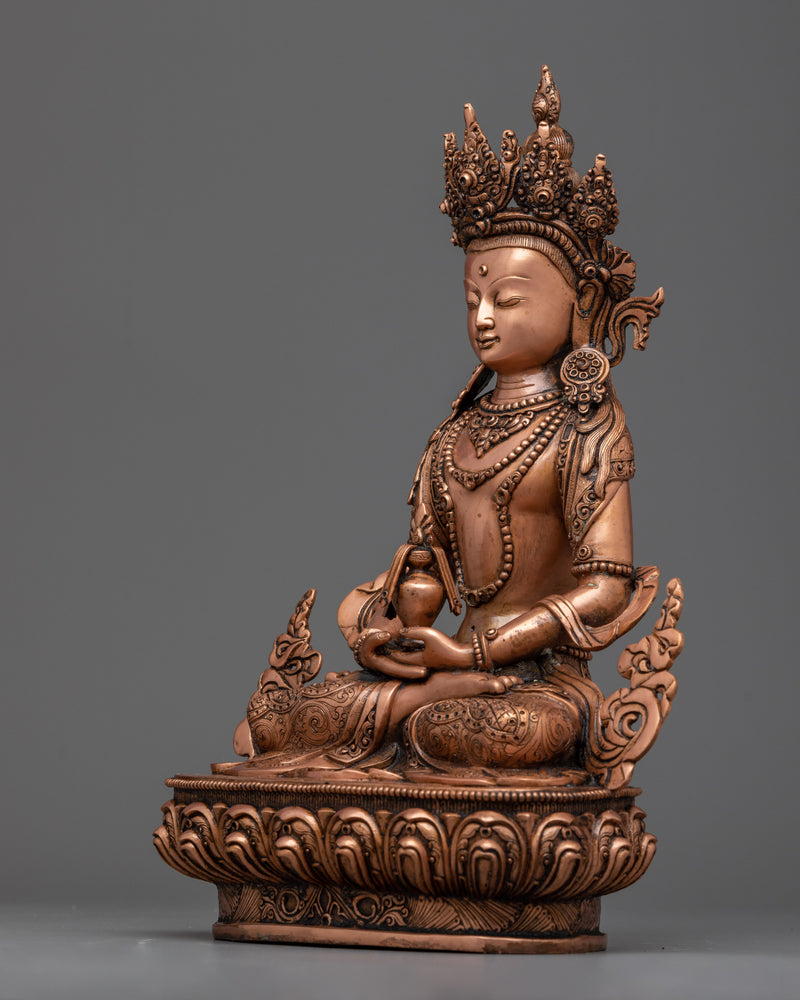 Longevity Amitayus Buddha Statue | Antique Finish Figurine