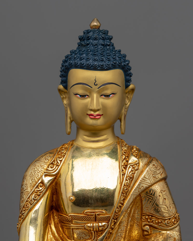 Shakyamuni Buddha Gold Figurine | Hand-Carved in Detail | Founder of Buddhism