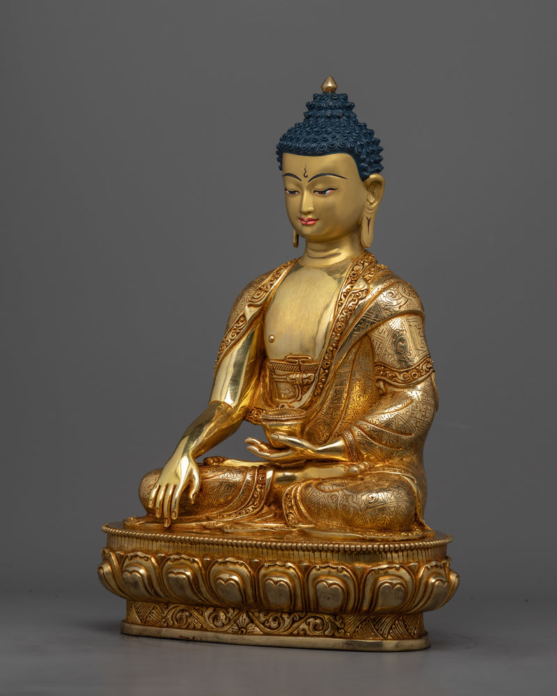 Shakyamuni Buddha Gold Figurine | Hand-Carved in Detail | Founder of Buddhism