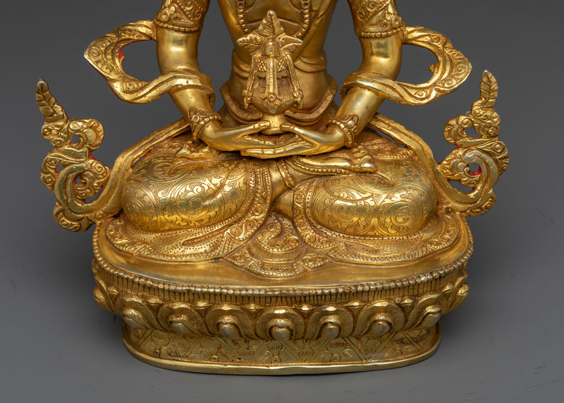 Gold Amitayus Buddha Statue | Hand-crafted in Traditional Nepali Art