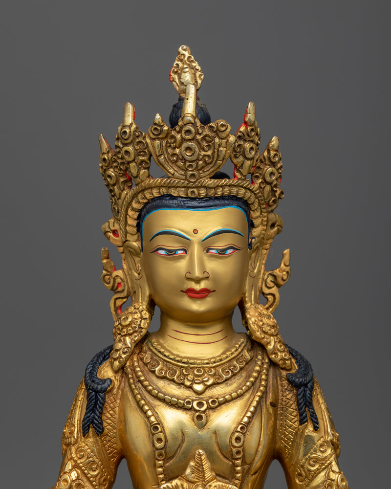 Gold Amitayus Buddha Statue | Hand-crafted in Traditional Nepali Art