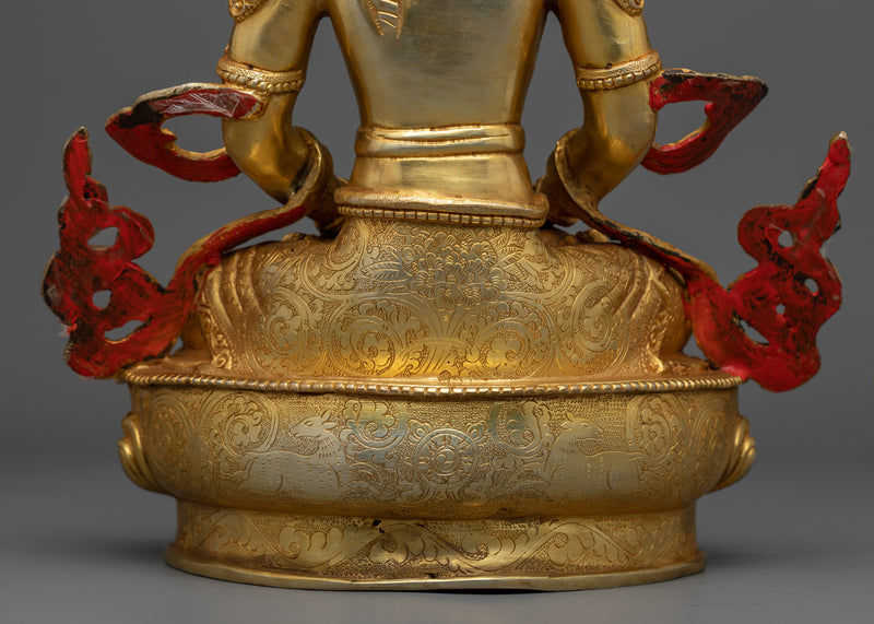 Gold Amitayus Buddha Statue | Hand-crafted in Traditional Nepali Art