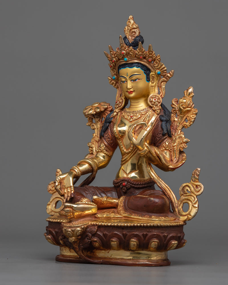 Green Tara 9 Inch Statue | Compassionate Female Buddha