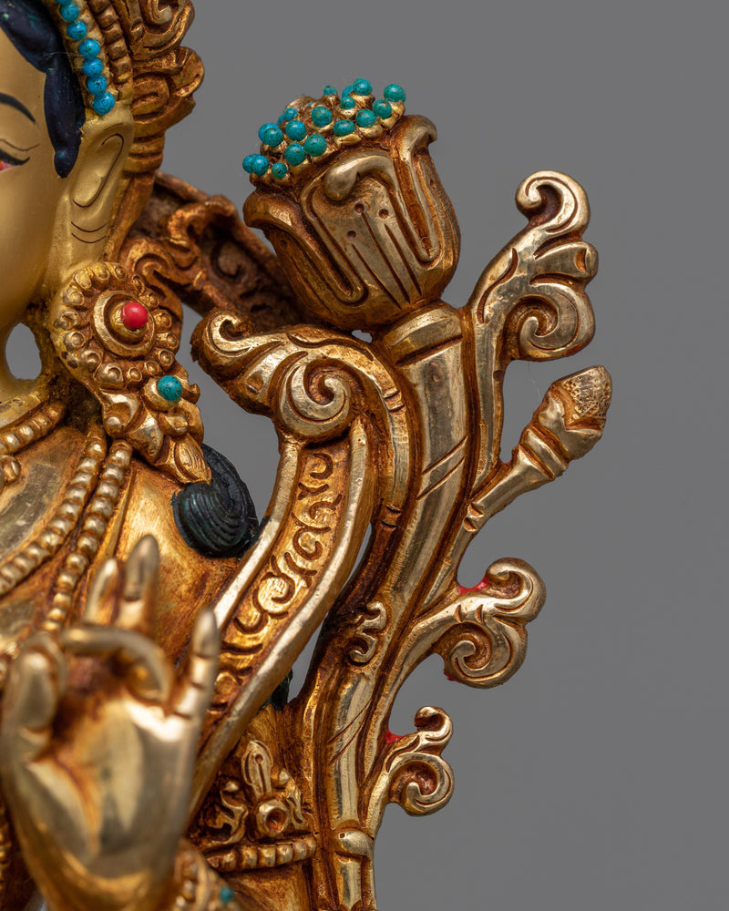 Green Tara Statue 9 Inch | Handmade Boddhisattva Compassionate Goddess