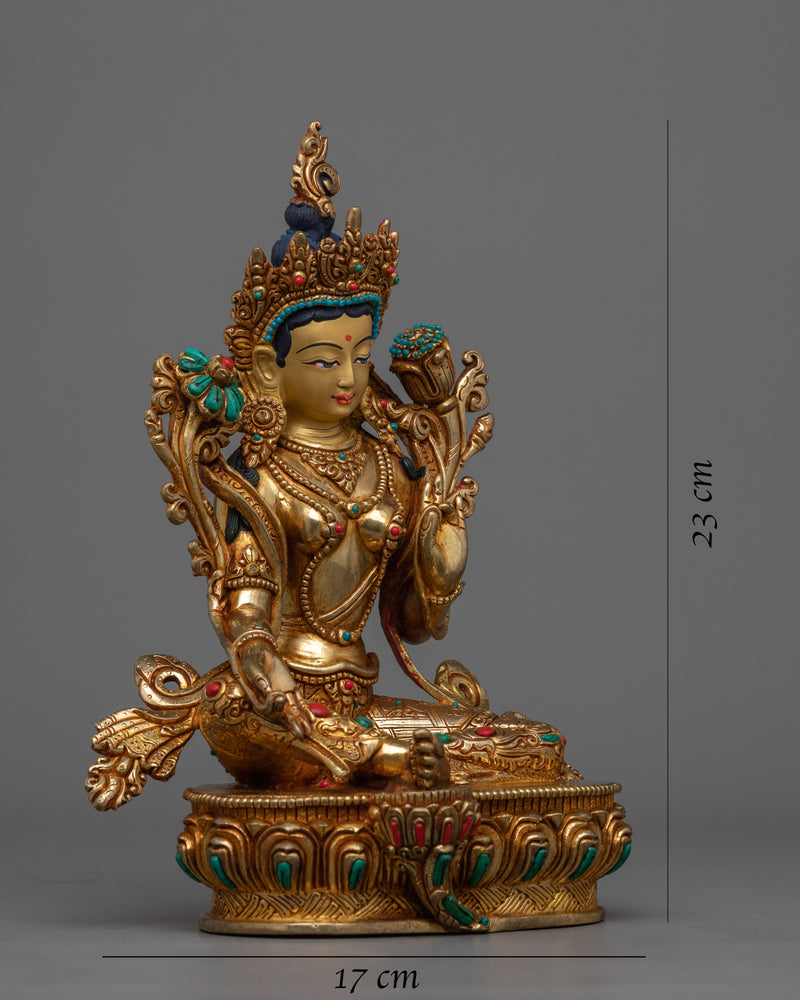 Green Tara Statue 9 Inch