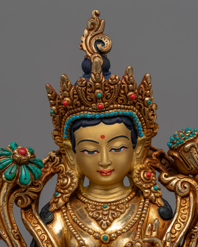 Green Tara Statue 9 Inch | Handmade Boddhisattva Compassionate Goddess