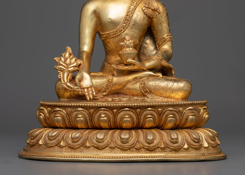 Embark on a Journey to the Land of the Medicine Buddha | 24k Gold Gilded Sculpture