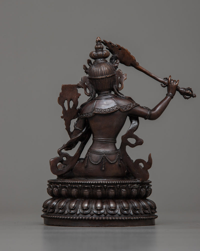 Miniature Manjushri Statuette | Embrace Wisdom with Oxidized Sculpture