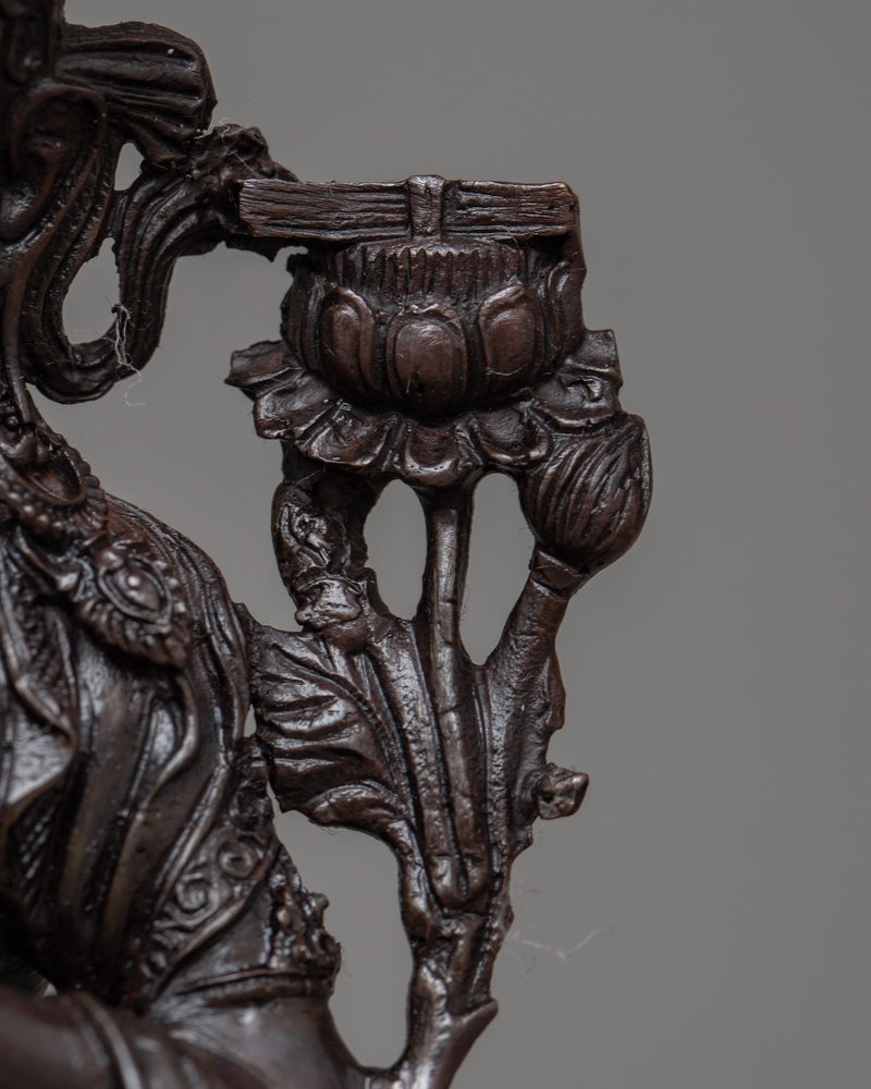 Miniature Manjushri Statuette | Embrace Wisdom with Oxidized Sculpture