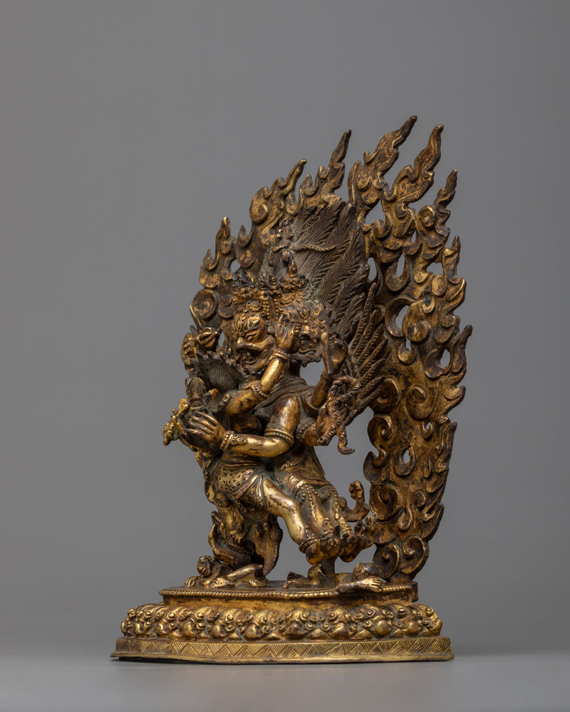 Vajrakilaya Antique Finished Statue | Tibetan Dorje Phurba Yab-Yum Sculpture